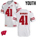 Youth Wisconsin Badgers NCAA #41 Noah Burks White Authentic Under Armour Stitched College Football Jersey OX31H82DM